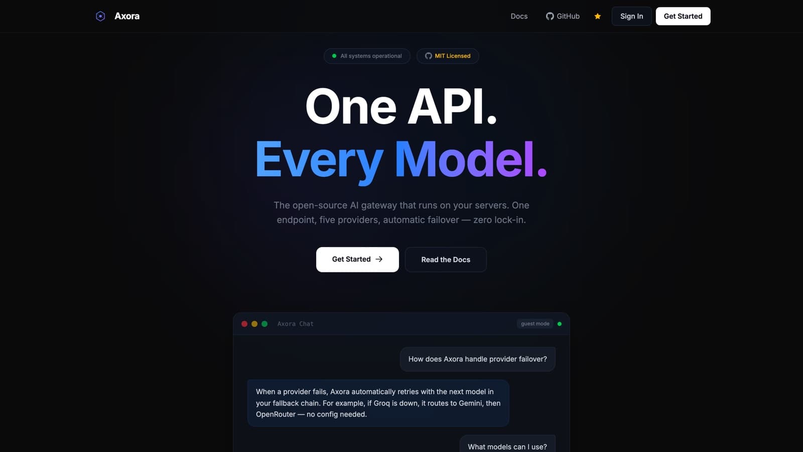 Axora interface screenshot
